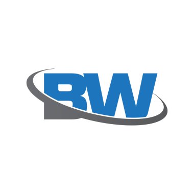 Initial letters BW, swoosh orbit ring logo, blue gray, vector template elements for business, company, creative industry