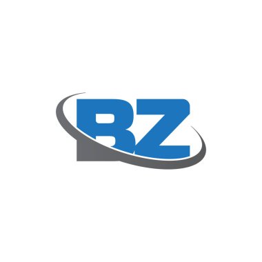 Initial letters BZ, swoosh orbit ring logo, blue gray, vector template elements for business, company, creative industry