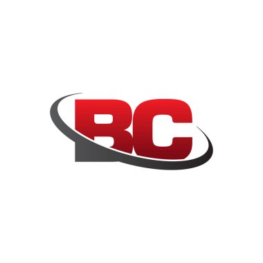 Initial letters BC, swoosh orbit ring logo, red gray black, vector template elements for business, company, creative industry