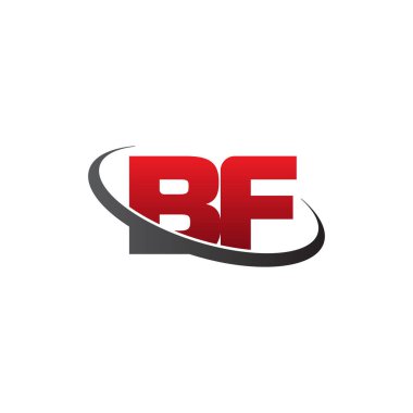 Initial letters BF, swoosh orbit ring logo, red gray black, vector template elements for business, company, creative industry