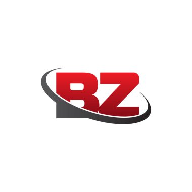 Initial letters BZ, swoosh orbit ring logo, red gray black, vector template elements for business, company, creative industry