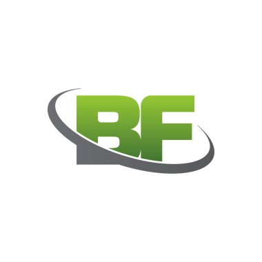 Initial letters BF, swoosh orbit ring logo, green gray silver, vector template elements for business, company, creative industry