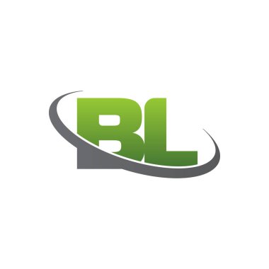 Initial letters BL, swoosh orbit ring logo, green gray silver, vector template elements for business, company, creative industry