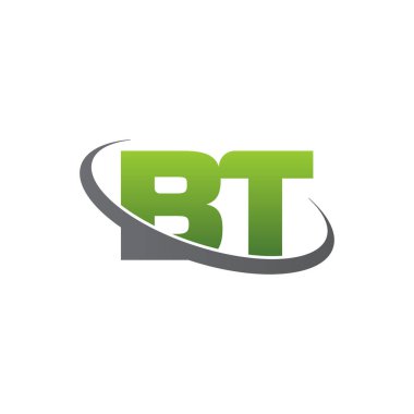 Initial letters BT, swoosh orbit ring logo, green gray silver, vector template elements for business, company, creative industry