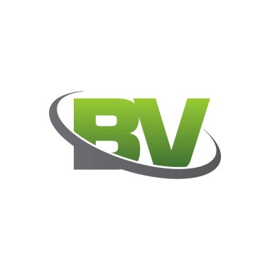 Initial letters BV, swoosh orbit ring logo, green gray silver, vector template elements for business, company, creative industry