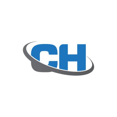 Initial letters CH, swoosh orbit ring logo, blue gray, vector template elements for business, company, creative industry