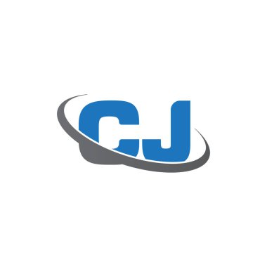 Initial letters CJ, swoosh orbit ring logo, blue gray, vector template elements for business, company, creative industry