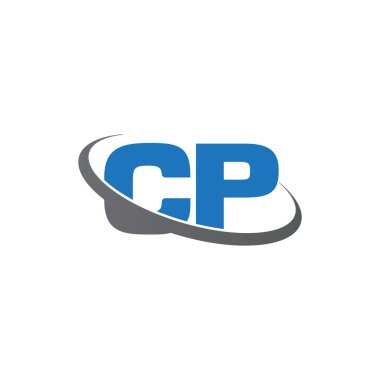 Initial letters CP, swoosh orbit ring logo, blue gray, vector template elements for business, company, creative industry