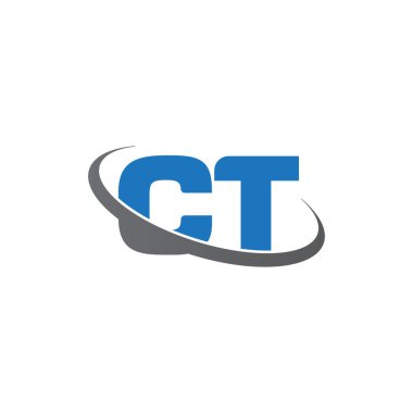 Initial letters CT, swoosh orbit ring logo, blue gray, vector template elements for business, company, creative industry