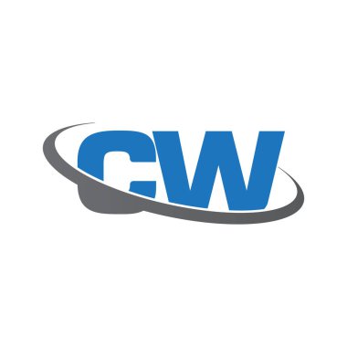 Initial letters CW, swoosh orbit ring logo, blue gray, vector template elements for business, company, creative industry