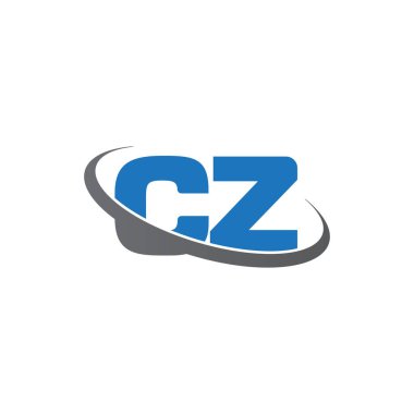 Initial letters CZ, swoosh orbit ring logo, blue gray, vector template elements for business, company, creative industry