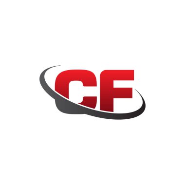 Initial letters CF, swoosh orbit ring logo, red gray black, vector template elements for business, company, creative industry