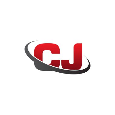 Initial letters CJ, swoosh orbit ring logo, red gray black, vector template elements for business, company, creative industry
