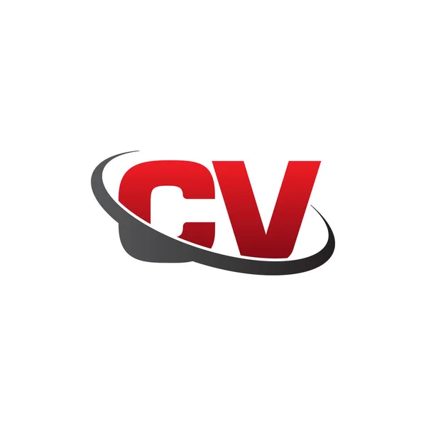 Initial Letters Swoosh Orbit Ring Logo Red Gray Black Vector —  Vetores de Stock