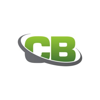 Initial letters CB, swoosh orbit ring logo, green gray silver, vector template elements for business, company, creative industry
