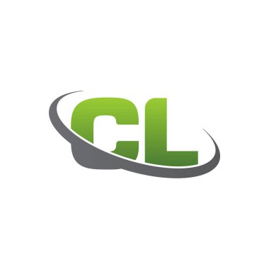 Initial letters CL, swoosh orbit ring logo, green gray silver, vector template elements for business, company, creative industry