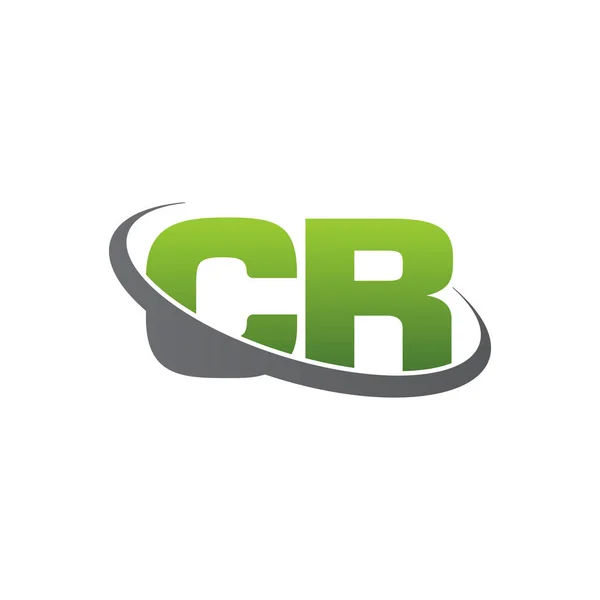 Initial Letters Swoosh Orbit Ring Logo Green Gray Silver Vector — Stockvector