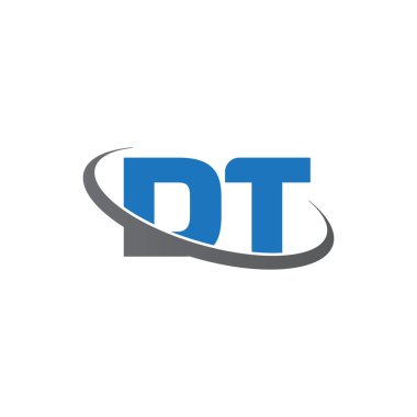 Initial letters DT, swoosh orbit ring logo, blue gray, vector template elements for business, company, creative industry