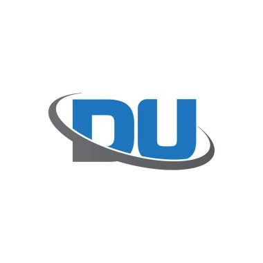 Initial letters DU, swoosh orbit ring logo, blue gray, vector template elements for business, company, creative industry