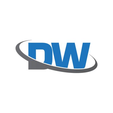 Initial letters DW, swoosh orbit ring logo, blue gray, vector template elements for business, company, creative industry
