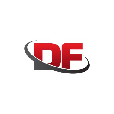 Initial letters DF, swoosh orbit ring logo, red gray black, vector template elements for business, company, creative industry