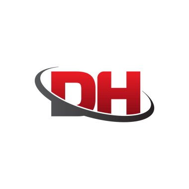 Initial letters DH, swoosh orbit ring logo, red gray black, vector template elements for business, company, creative industry
