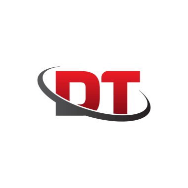 Initial letters DT, swoosh orbit ring logo, red gray black, vector template elements for business, company, creative industry