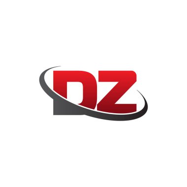 Initial letters DZ, swoosh orbit ring logo, red gray black, vector template elements for business, company, creative industry