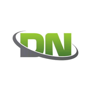 Initial letters DN, swoosh orbit ring logo, green gray silver, vector template elements for business, company, creative industry