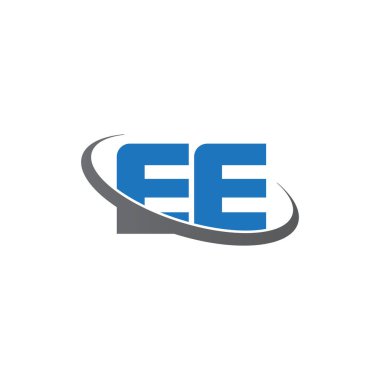 Initial letters EE, swoosh orbit ring logo, blue gray, vector template elements for business, company, creative industry