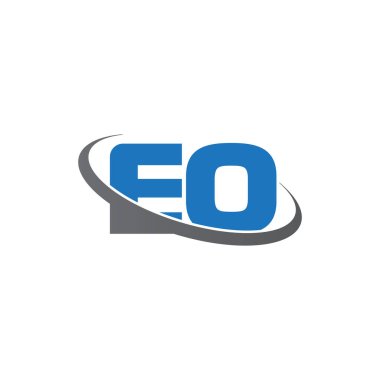 Initial letters EO, swoosh orbit ring logo, blue gray, vector template elements for business, company, creative industry
