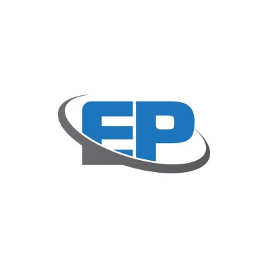 Initial letters EP, swoosh orbit ring logo, blue gray, vector template elements for business, company, creative industry