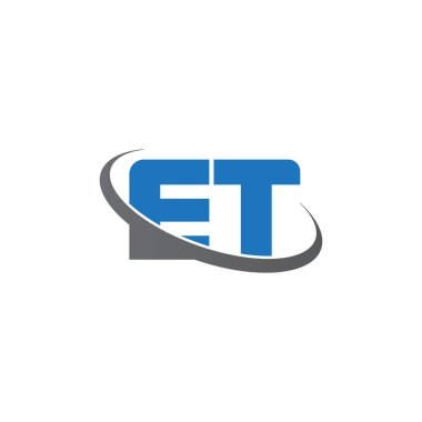 Initial letters ET, swoosh orbit ring logo, blue gray, vector template elements for business, company, creative industry