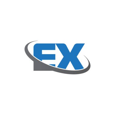 Initial letters EX, swoosh orbit ring logo, blue gray, vector template elements for business, company, creative industry