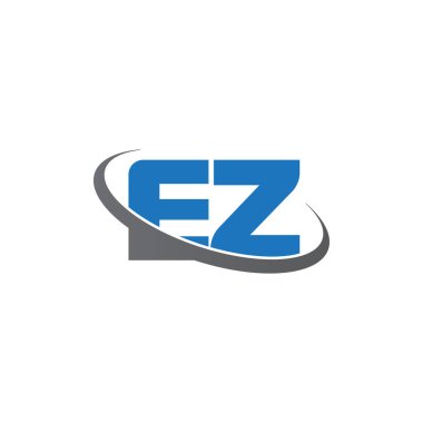 Initial letters EZ, swoosh orbit ring logo, blue gray, vector template elements for business, company, creative industry