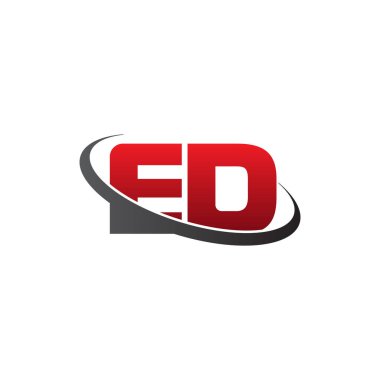 Initial letters ED, swoosh orbit ring logo, red gray black, vector template elements for business, company, creative industry