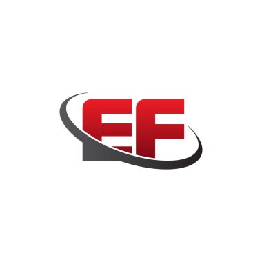 Initial letters EF, swoosh orbit ring logo, red gray black, vector template elements for business, company, creative industry