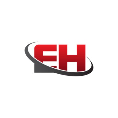 Initial letters EH, swoosh orbit ring logo, red gray black, vector template elements for business, company, creative industry