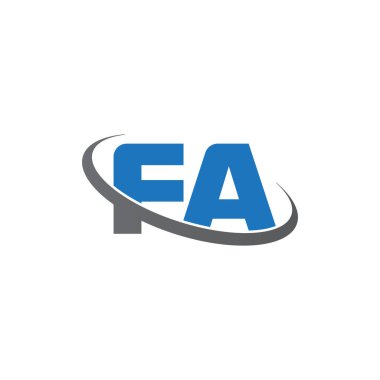 Initial letters FA, swoosh orbit ring logo, blue gray, vector template elements for business, company, creative industry