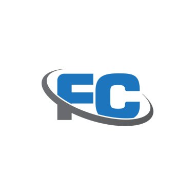 Initial letters FC, swoosh orbit ring logo, blue gray, vector template elements for business, company, creative industry