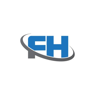 Initial letters FH, swoosh orbit ring logo, blue gray, vector template elements for business, company, creative industry