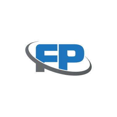 Initial letters FP, swoosh orbit ring logo, blue gray, vector template elements for business, company, creative industry