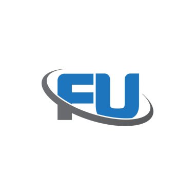 Initial letters FU, swoosh orbit ring logo, blue gray, vector template elements for business, company, creative industry