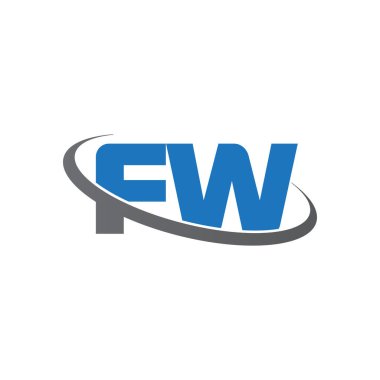 Initial letters FW, swoosh orbit ring logo, blue gray, vector template elements for business, company, creative industry