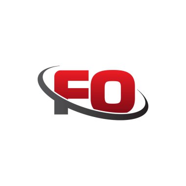 Initial letters FO, swoosh orbit ring logo, red gray black, vector template elements for business, company, creative industry