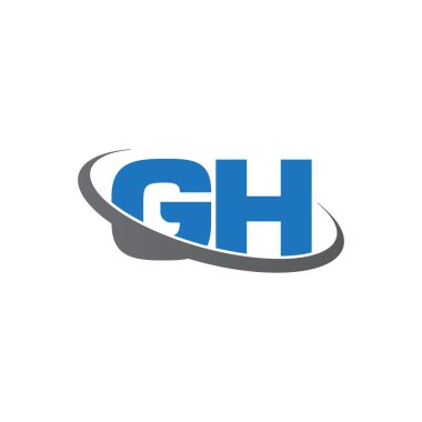 Initial letters GH, swoosh orbit ring logo, blue gray, vector template elements for business, company, creative industry