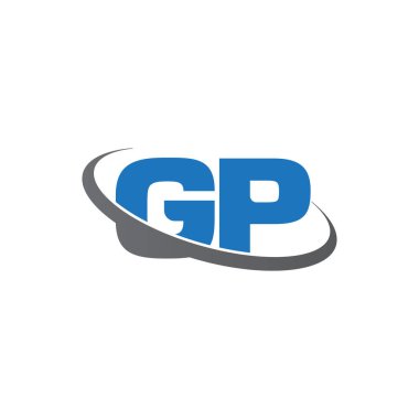 Initial letters GP, swoosh orbit ring logo, blue gray, vector template elements for business, company, creative industry