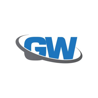 Initial letters GW, swoosh orbit ring logo, blue gray, vector template elements for business, company, creative industry