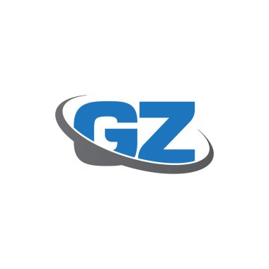 Initial letters GZ, swoosh orbit ring logo, blue gray, vector template elements for business, company, creative industry