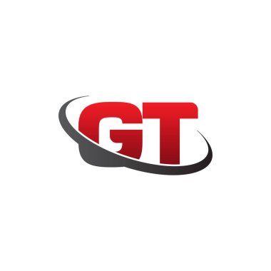 Initial letters GT, swoosh orbit ring logo, red gray black, vector template elements for business, company, creative industry